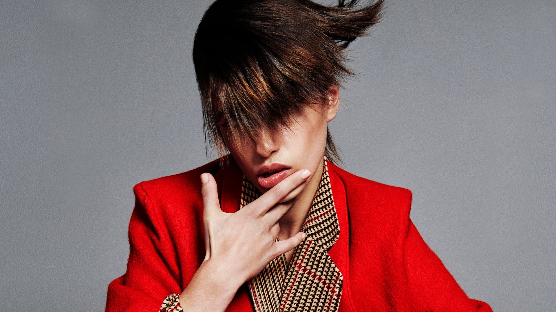 dark haired model styled by Caterina Di Biase